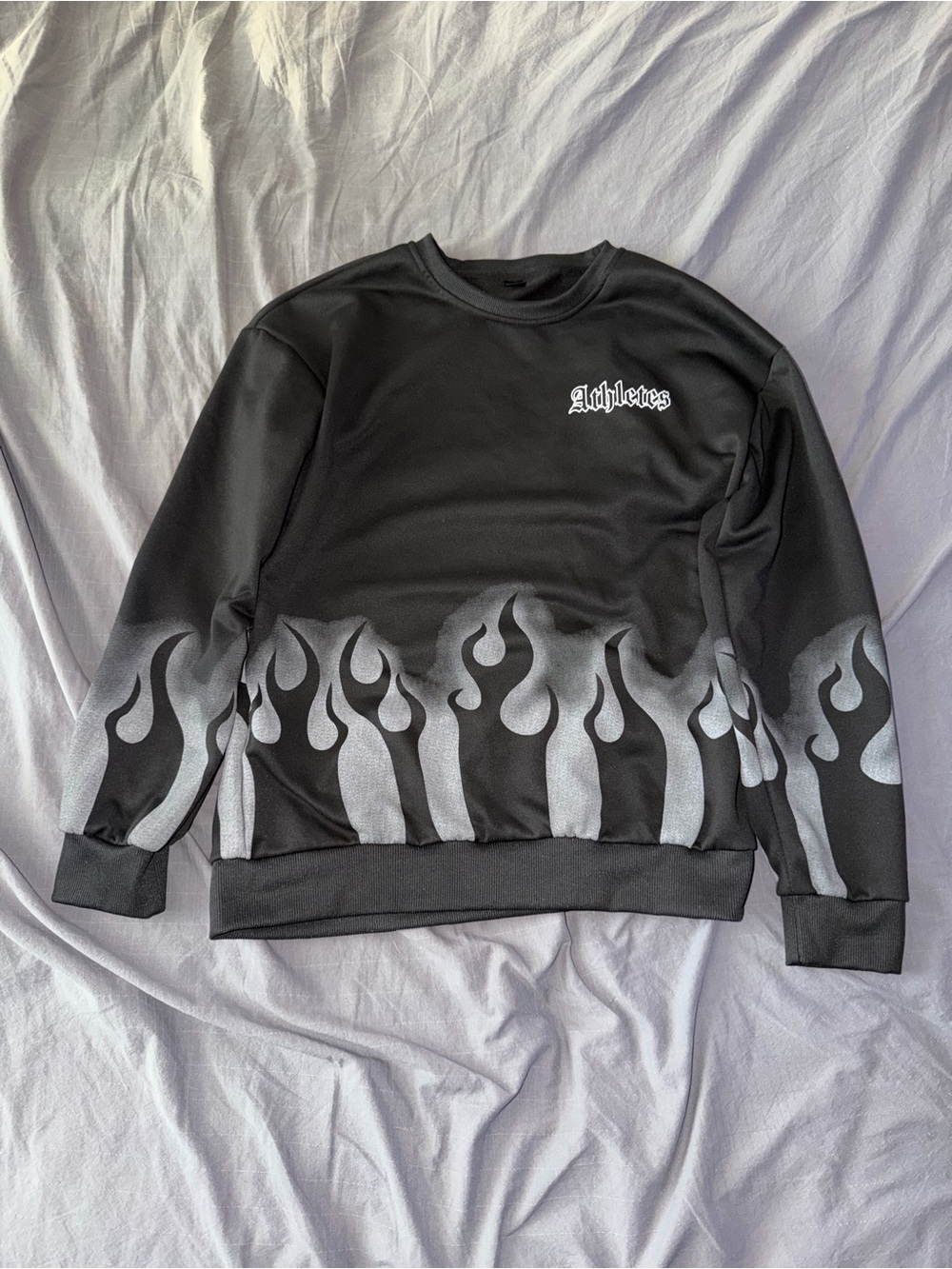 SHEIN Flame Crewneck Sweatshirt Mens Medium Black Gothic Streetwear